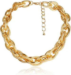 Women Punk Gold Dainty Simple Choker Necklaces Handmade Beads Fashion Chunky Bar Adjustable Gold Chain Gold Plated Necklaces for Women