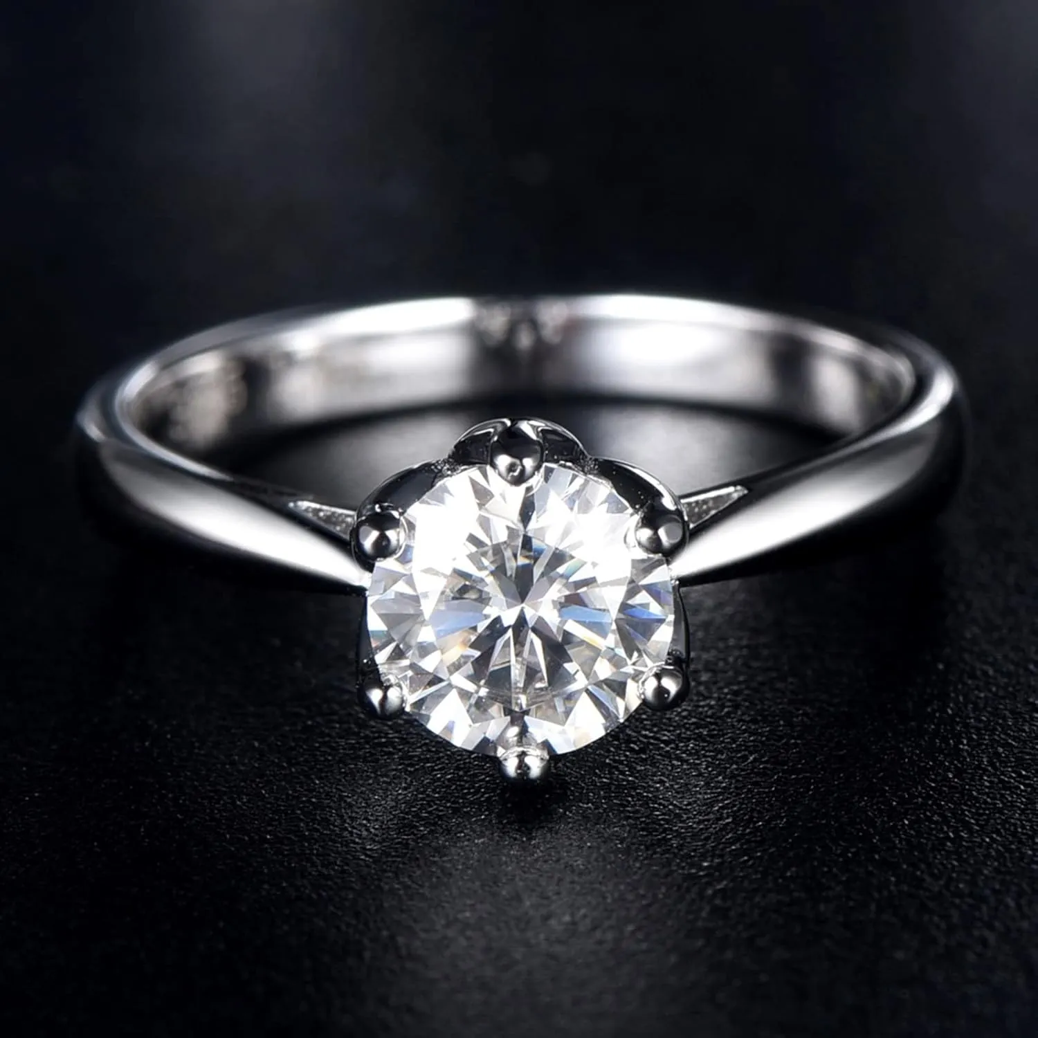 Women Rings Sterling Silver, Women Wedding Rings White Gold Crown Zirconia Wedding Bands
