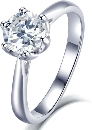 Women Rings Sterling Silver, Women Wedding Rings White Gold Crown Zirconia Wedding Bands