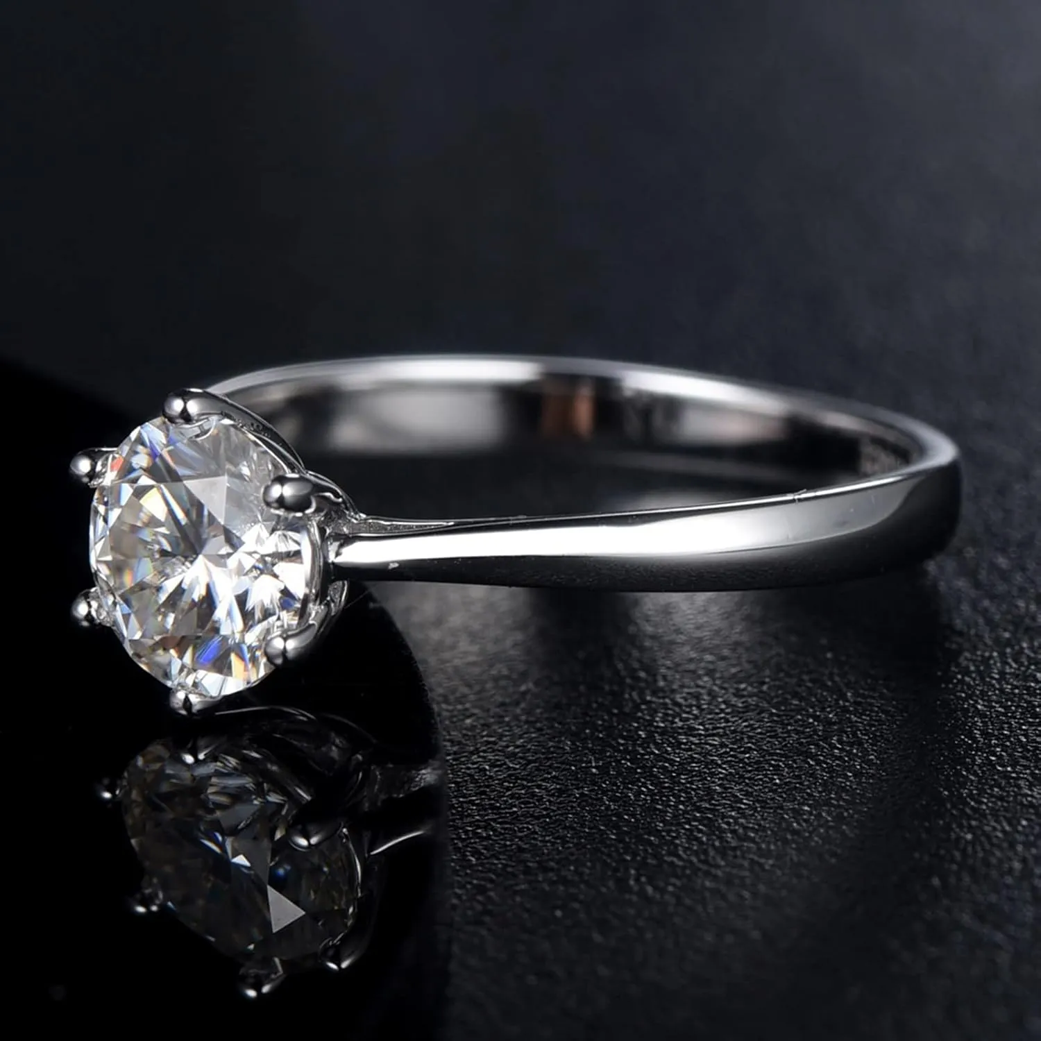 Women Rings Sterling Silver, Women Wedding Rings White Gold Crown Zirconia Wedding Bands