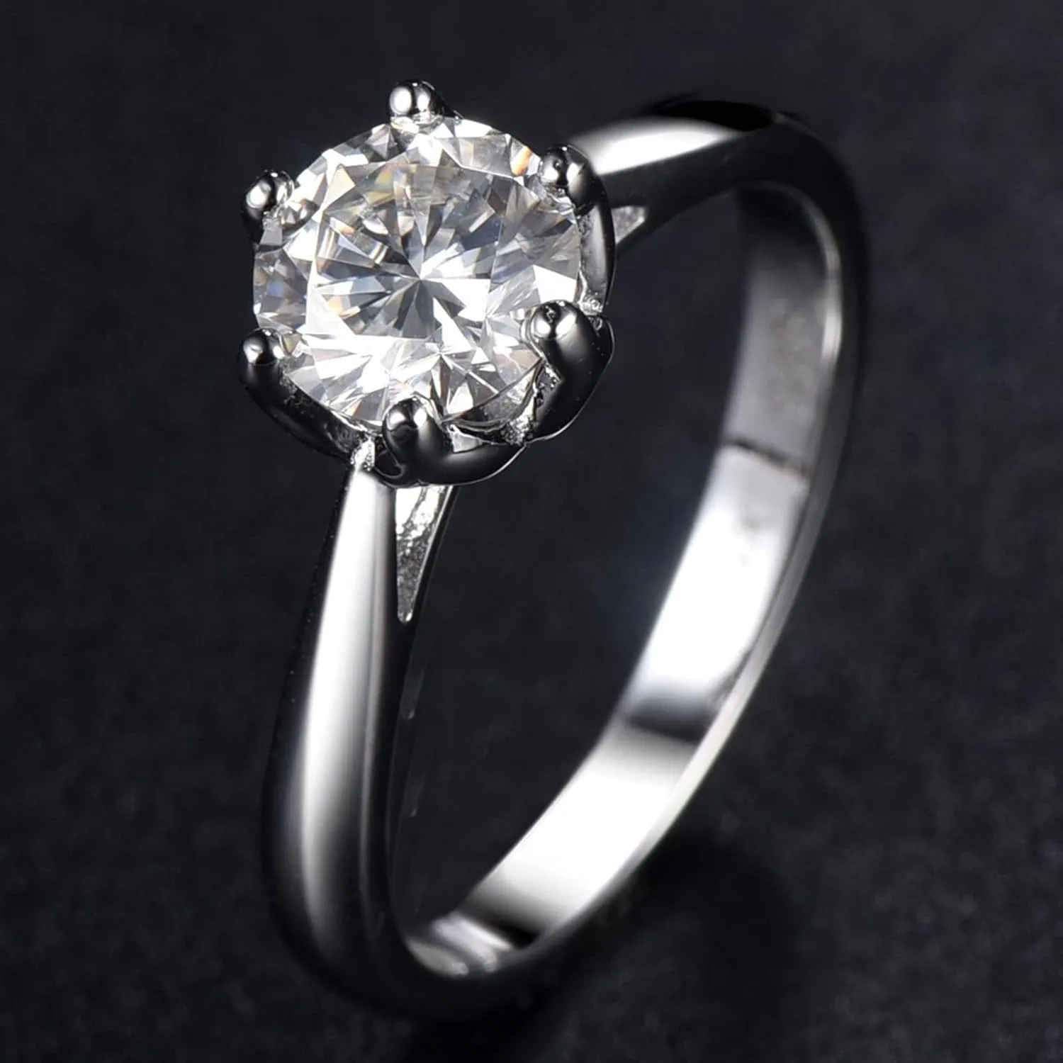 Women Rings Sterling Silver, Women Wedding Rings White Gold Crown Zirconia Wedding Bands