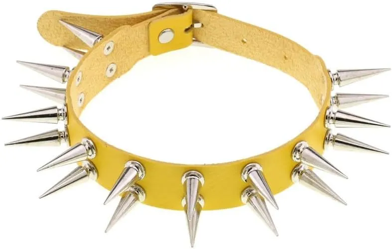 Women Spike Punk Choker Necklace Handmade Adjustable Hip Hop Costume Cosplay Nightclub Rivet Neck Collar Choker