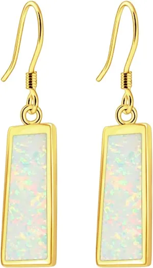 Womens Dangle Earrings - Earrings Dangle Gold Plated Drop Earrings S925 Dangling Earrings for Women Girls Stone Jewelry Opal Earrings Fashion