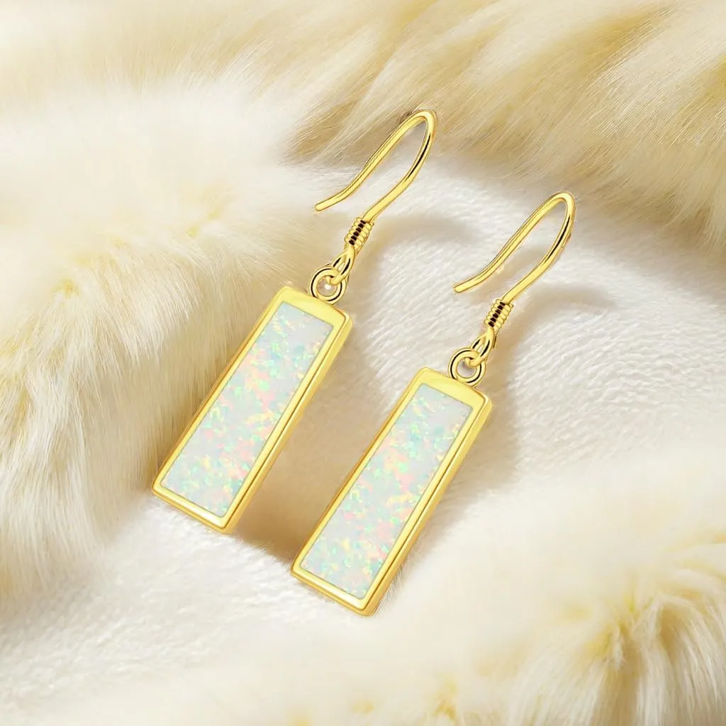 Womens Dangle Earrings - Earrings Dangle Gold Plated Drop Earrings S925 Dangling Earrings for Women Girls Stone Jewelry Opal Earrings Fashion