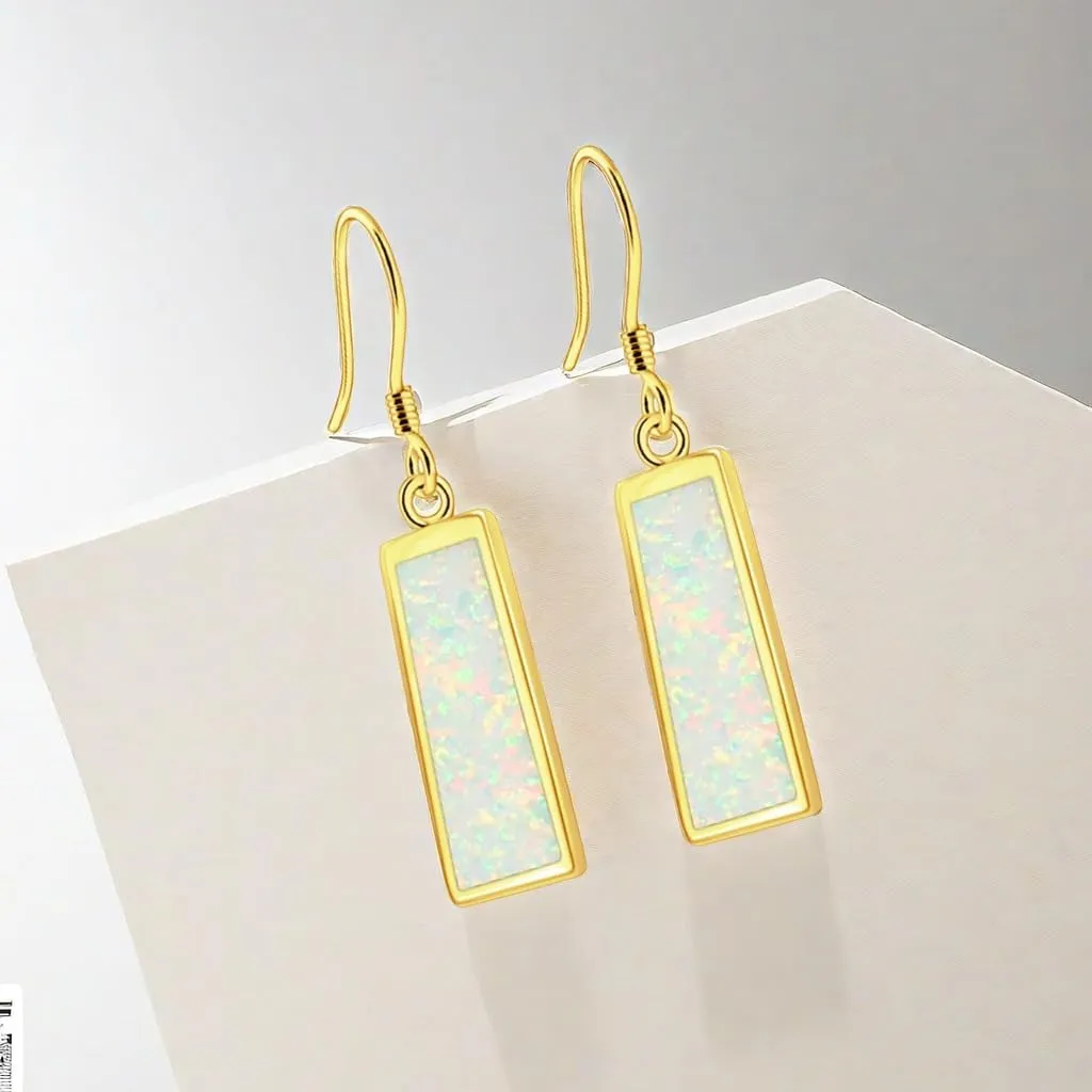 Womens Dangle Earrings - Earrings Dangle Gold Plated Drop Earrings S925 Dangling Earrings for Women Girls Stone Jewelry Opal Earrings Fashion