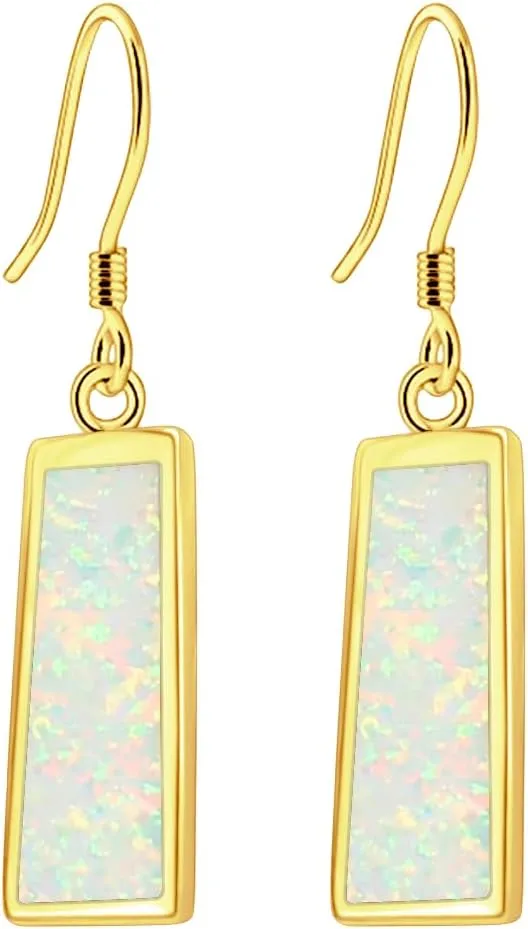 Womens Dangle Earrings - Earrings Dangle Gold Plated Drop Earrings S925 Dangling Earrings for Women Girls Stone Jewelry Opal Earrings Fashion