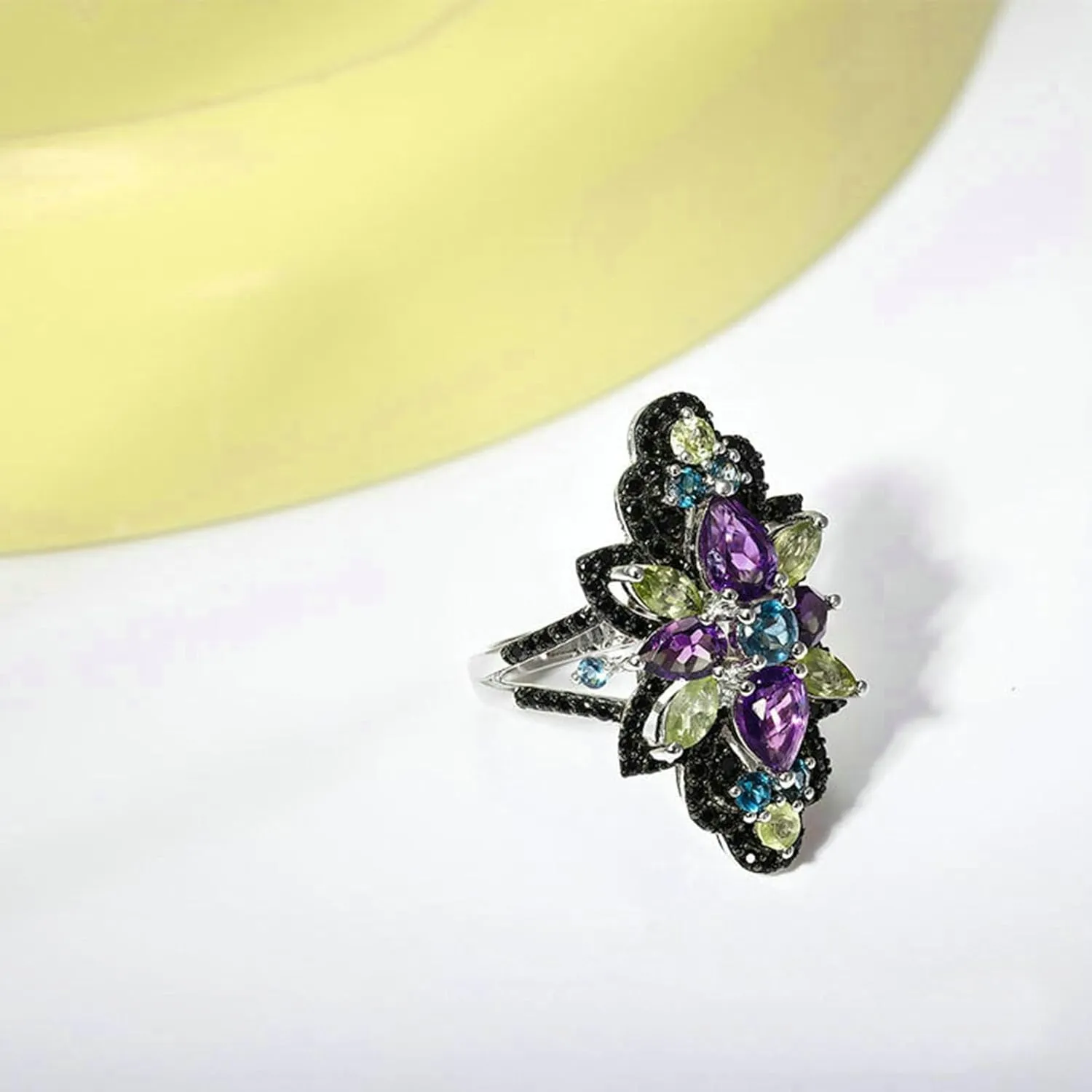 Womens Engagement Rings 925 Pear Shape Purple Amethyst Promise Rings Silver