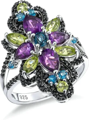 Womens Engagement Rings 925 Pear Shape Purple Amethyst Promise Rings Silver