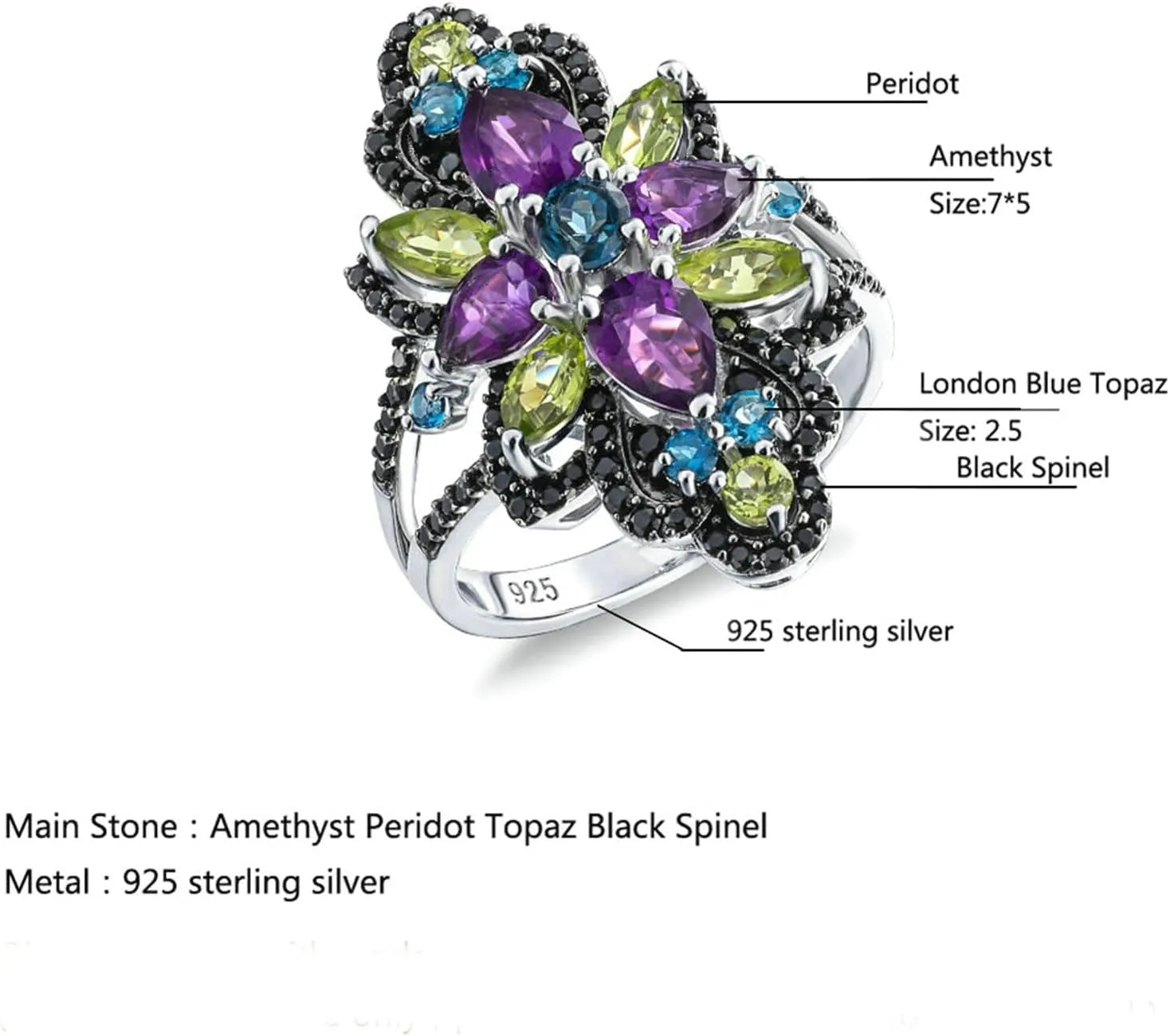 Womens Engagement Rings 925 Pear Shape Purple Amethyst Promise Rings Silver