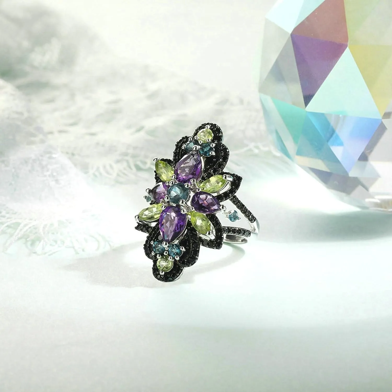 Womens Engagement Rings 925 Pear Shape Purple Amethyst Promise Rings Silver