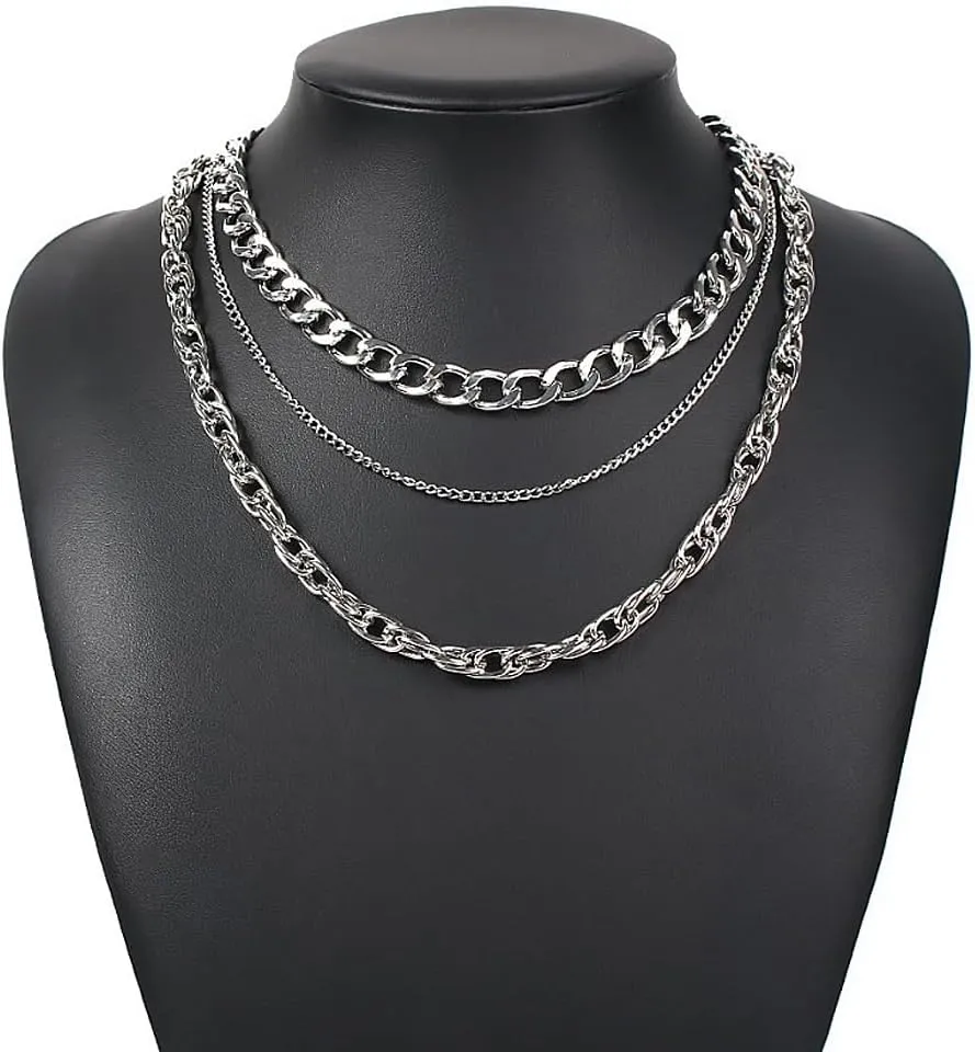 YOOESTORES82 Chunky Gold Layered Chain Necklaces, Thick Cuban Carabiner Chain Choker Necklaces, Exaggerated Punk Hip Hop Jewelry Gifts for Women