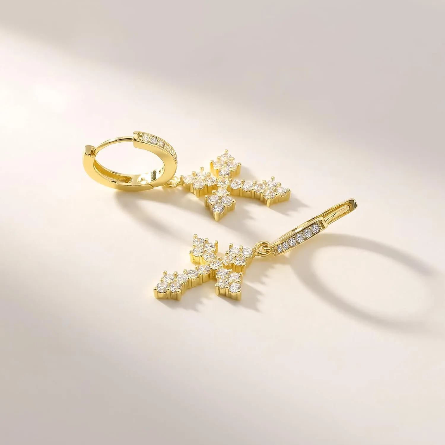 Zaano Gold Plated Drop Dangle Earrings for Women Men Girls 0925 Sterling Silver Post Huggie Starfish Cross Bee Butterfly Sun Hypoallergenic Trendy Dangle Hoop Earrings Jewelry Gift
