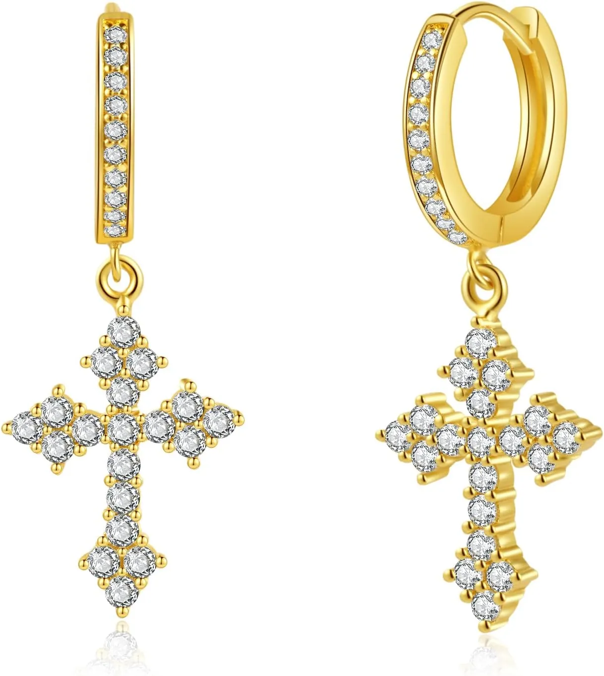 Zaano Gold Plated Drop Dangle Earrings for Women Men Girls 0925 Sterling Silver Post Huggie Starfish Cross Bee Butterfly Sun Hypoallergenic Trendy Dangle Hoop Earrings Jewelry Gift