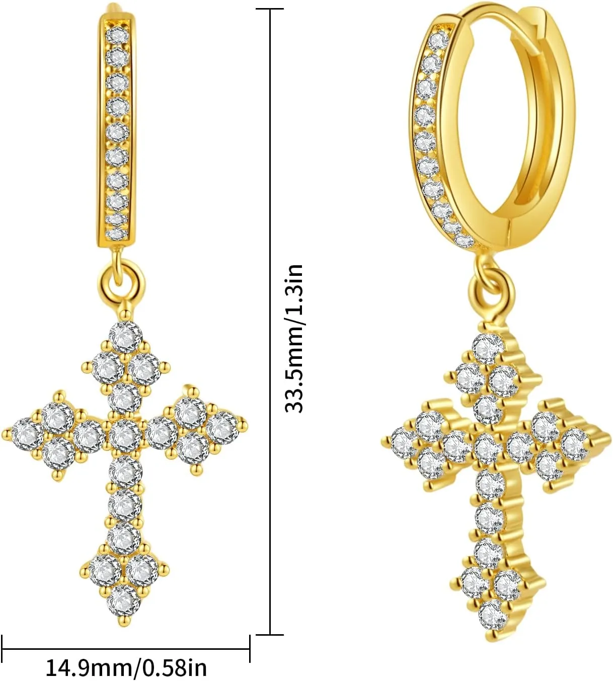 Zaano Gold Plated Drop Dangle Earrings for Women Men Girls 0925 Sterling Silver Post Huggie Starfish Cross Bee Butterfly Sun Hypoallergenic Trendy Dangle Hoop Earrings Jewelry Gift