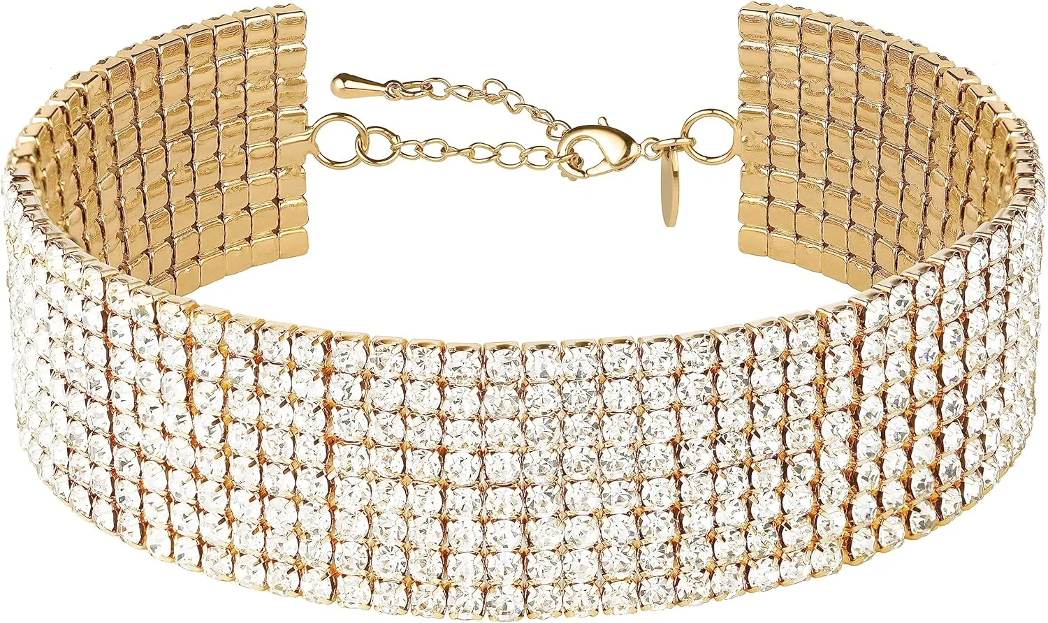 Zealmer Rhinestone Choker Necklaces Silver Sparkling Diamond Choker Crystal Rhinestone Glitter Necklace Gold Plated Jewelry Gifts for Women Bridal Wedding Bridesmaid